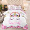 Cartoon Unicorn Three-piece Set Digital Print Fluffy Duvet Cover