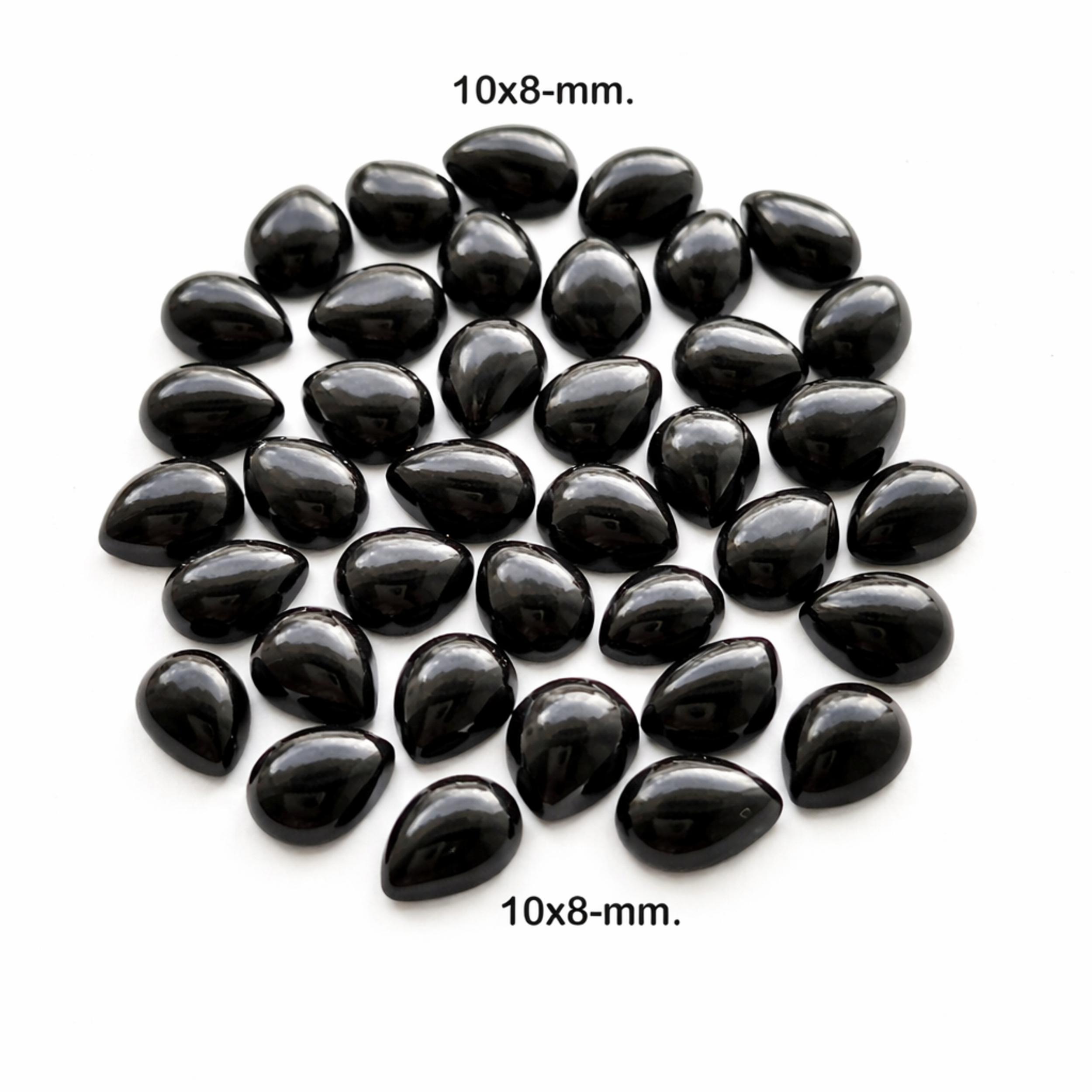 Black Onyx Pear Cabochon – Natural 10x8 mm Smooth Flat Back Gemstone for Jewelry Making 1 Piece чёрный