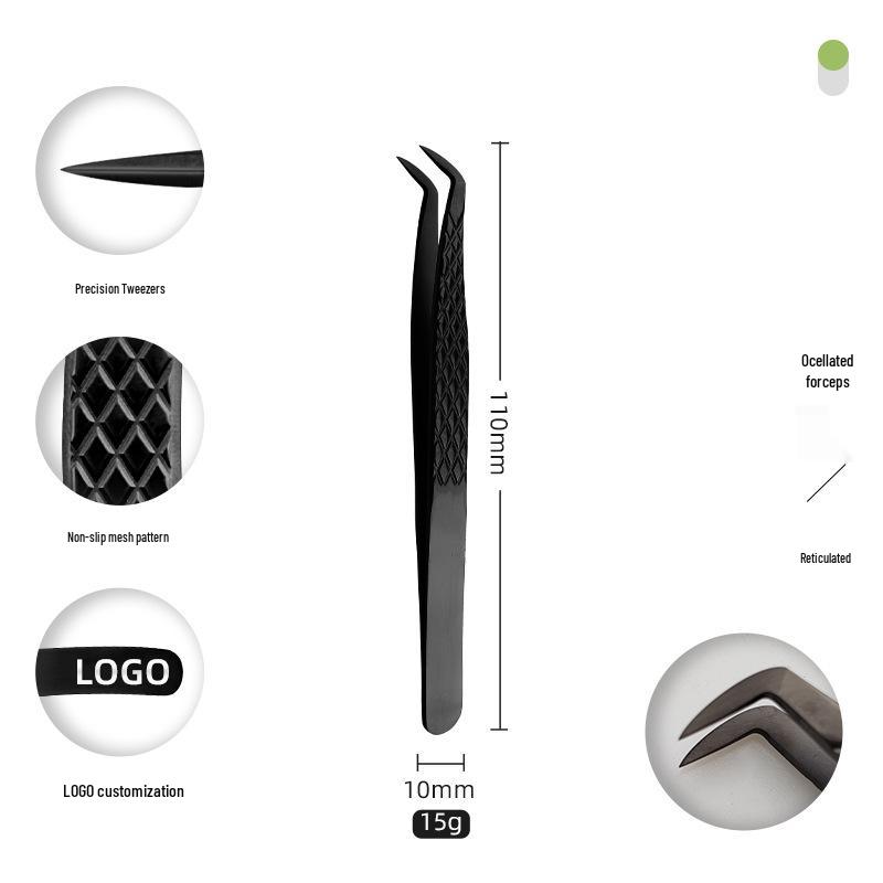 Golden Feather Stainless Steel Eyelash Tweezers for Grafting and Extensions