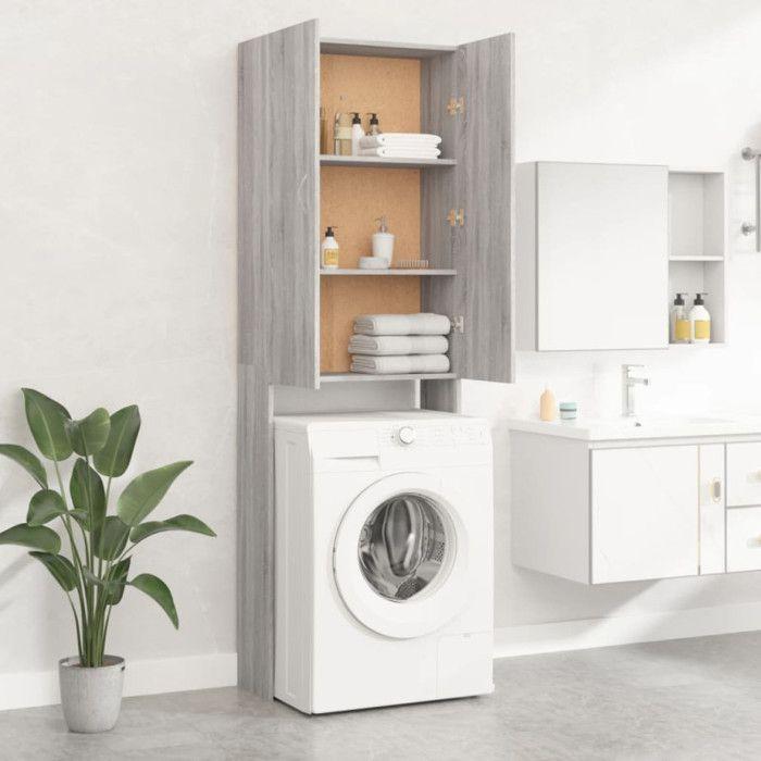 VidaXL Meuble pour machine à laver Sonoma gris 64x25,5x190 cm 813192