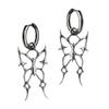 Gothic Punk Silver Thorns Butterfly Pendant Earrings With Skull Design For Men And Women