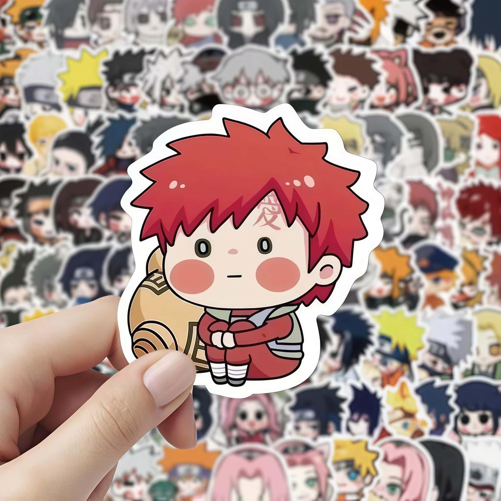 100Pcs Naruto Chibi Character Sticker Set, Cute Multi-Character Headshot Decals for Laptop, Skateboard & DIY Decor