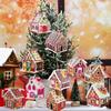 Christmas Tree Hanging Ornaments Wooden House Decor Xmas Painted Wood Pendants for Holiday Home Decoration