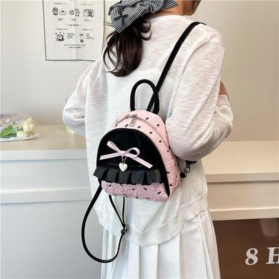 Contrast Color Backpack Bag Women's Bag New Trendy Niche Design High-end Bow Small Backpack