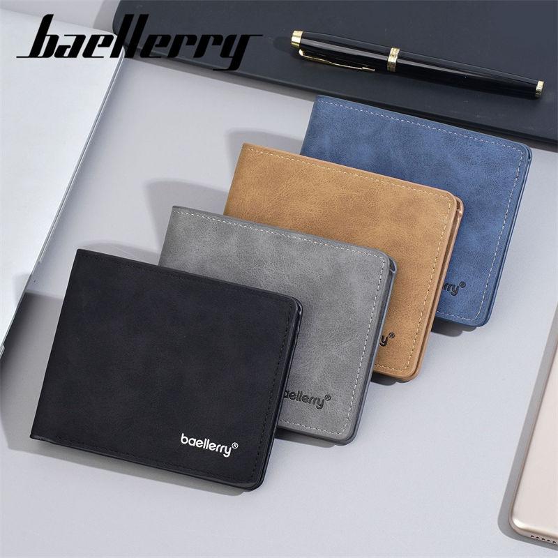 Baellerry Vintage Design Short Wallets for Men Fashion Tri-fold Card Holder Purse Money Bags