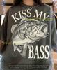Kiss My Bass Largemouth Bass Fishing Humor Fisherman Wildlife Nature Comfort Colors® Tshirt, Vintage Animal Art Tees,