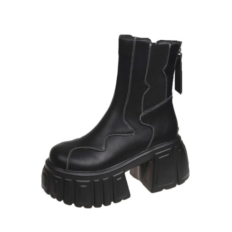 Chelsea Boots Women's Thi Bot High Heel Boots Autumn Winter Ort Boot Briti Sle Ultra High Heel Chunky Heel