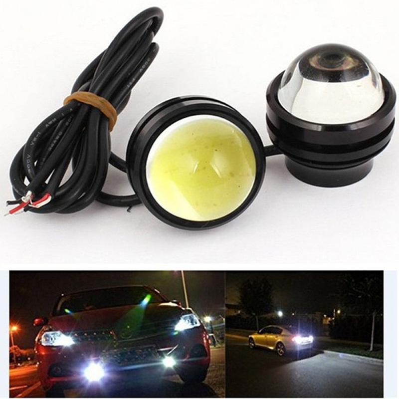 2pcs 12V LED Fish Eye Projector Lens Fog Lights Car DRL Daytime Running Light Eagle Eye Brake Reverse Parking Lamps Universal
