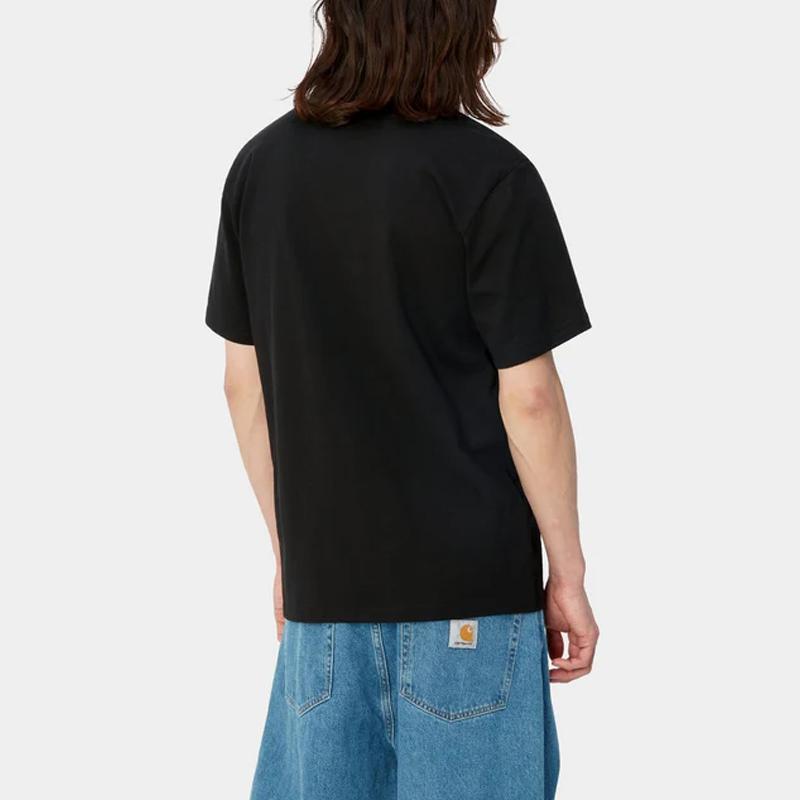 Carhartt WIP FW24 Letter Pattern Printed Cotton Crew Neck Casual Short Sleeve T-Shirt Men Tops Black I034851-0D2-XX