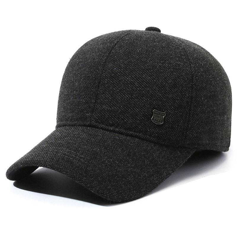 Men's Hats Autumn and Winter Middle-aged and Elderly Thickened Ear Protectors and Warm Peaked Caps Outdoor Woolen Cold-proof Dad Cotton Hats