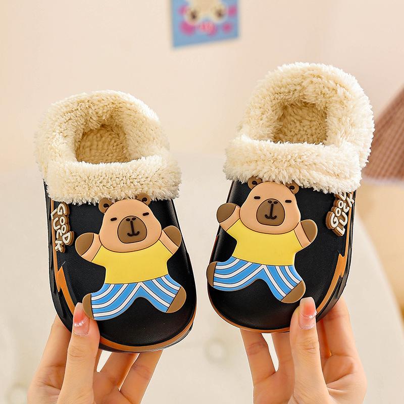 New EVA Boys' Cotton Slippers Cartoon Cute Thickened Warm Removable Cotton Slippers Girls' Baby Cotton Shoes