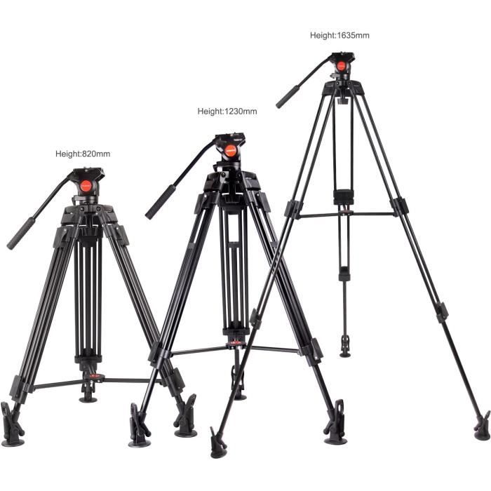 Trépied vidéo professionnel - CAMBOFOTO - TA-60 - Aluminium - 163 cm - 8 kg de charge maximale