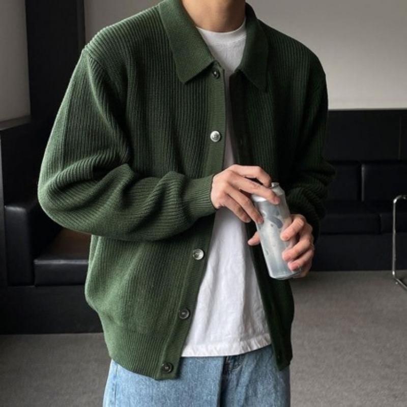 Men S Casual Loose Lapel Long Sleeve Knit Cardigan For Autumn Winter