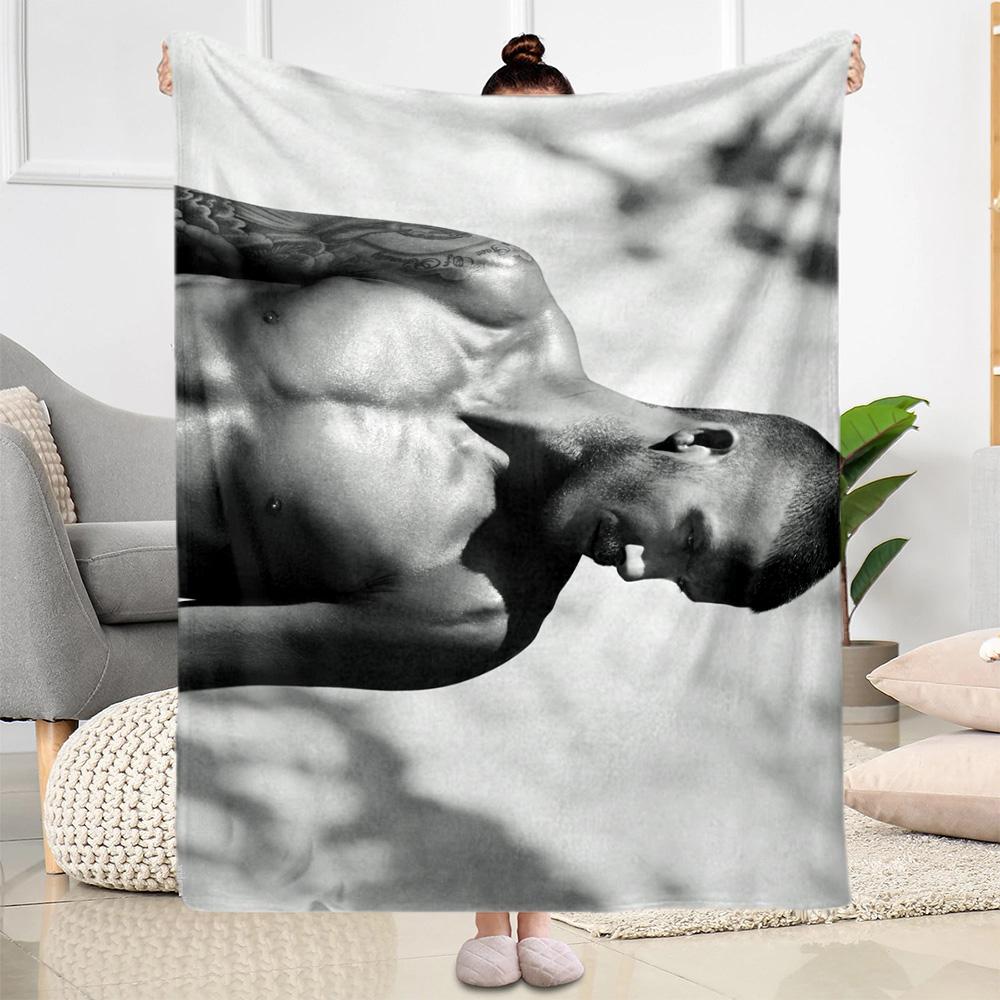 Man Black White Blanket Comfortable Suitable for Office Chair Livingroom Picnics All-Season Use Digital Print Gifts For Family Or Friends