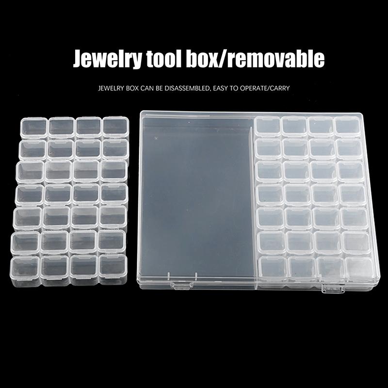 28/56 Grids Diy Diamond Jewelry Storage Box Grids Clear Nail Art  Tools Beads Display Storage Case Organizer Box