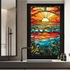 Colorful Retro Floral & Bird Static Cling Window Film - No Glue, Removable