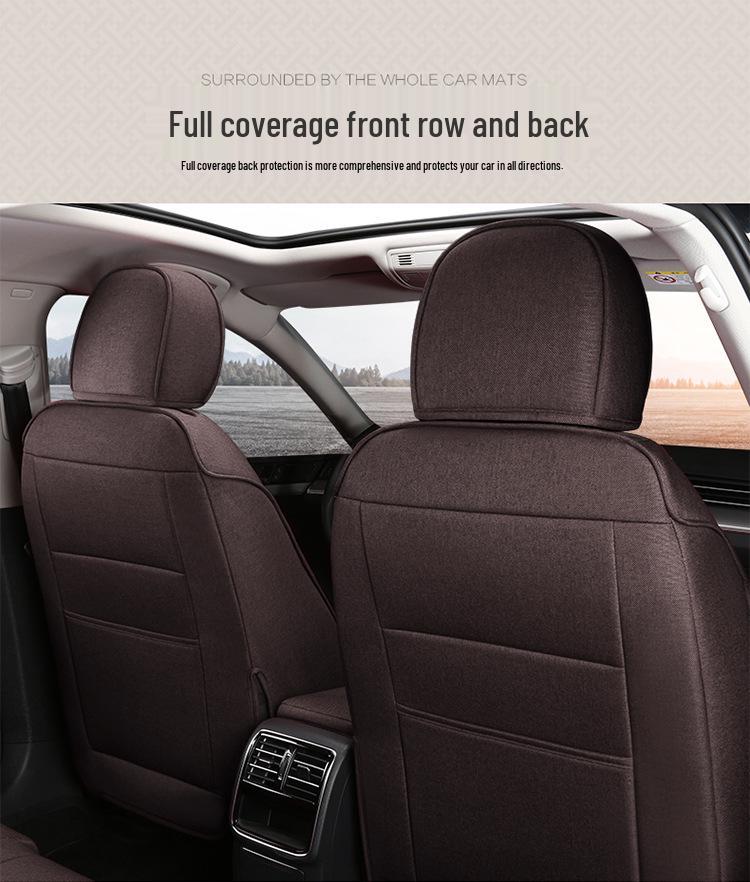 Roewe Car Seat Cushion: Full Surround, Breathable Linen, Universal Fit for All Seasons