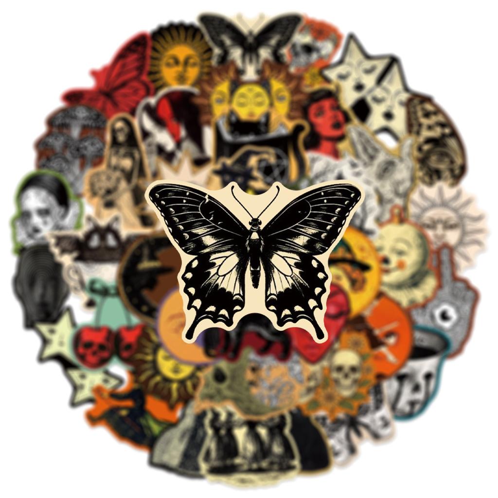 10/50Pcs Occult Celestial Creepy Stickers Gothic Moon Decals For Phone Scrapbook Suitcase Skateboard Guitar DIY Aesthetic Stickers