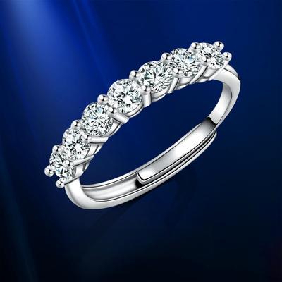 Siebenreihiger Diamantring Öffnungsverstellbar Mode Beliebt Imitation Moissanit Damen Ehering Vergoldeter Ring Schmuck