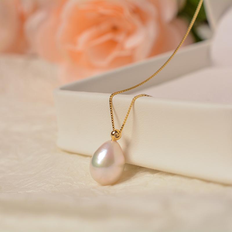 Minimalist water drop baroque pearl pendant necklace women's high sense s911 silver adjustable pull necklace new trendy
