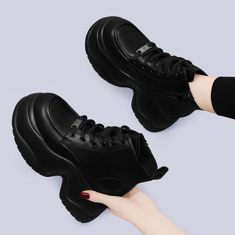 Thick-soled Loafer Patent Leather Women's Spring and Autumn New High Heel British Style Single Shoes Black Summer Leather Shoes Sponge Cake