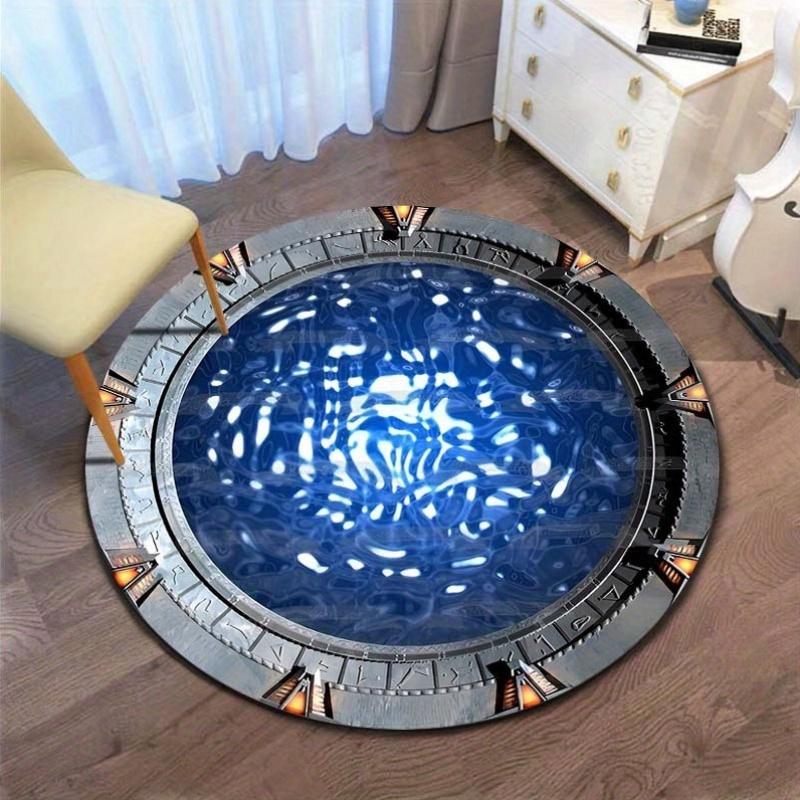 

Circular 3D Pool with Realistic Visual Effects Carpet Mat for Home Decoration Marble Blue Anti Slip Mat Living Room Carpet 80cmx80cm