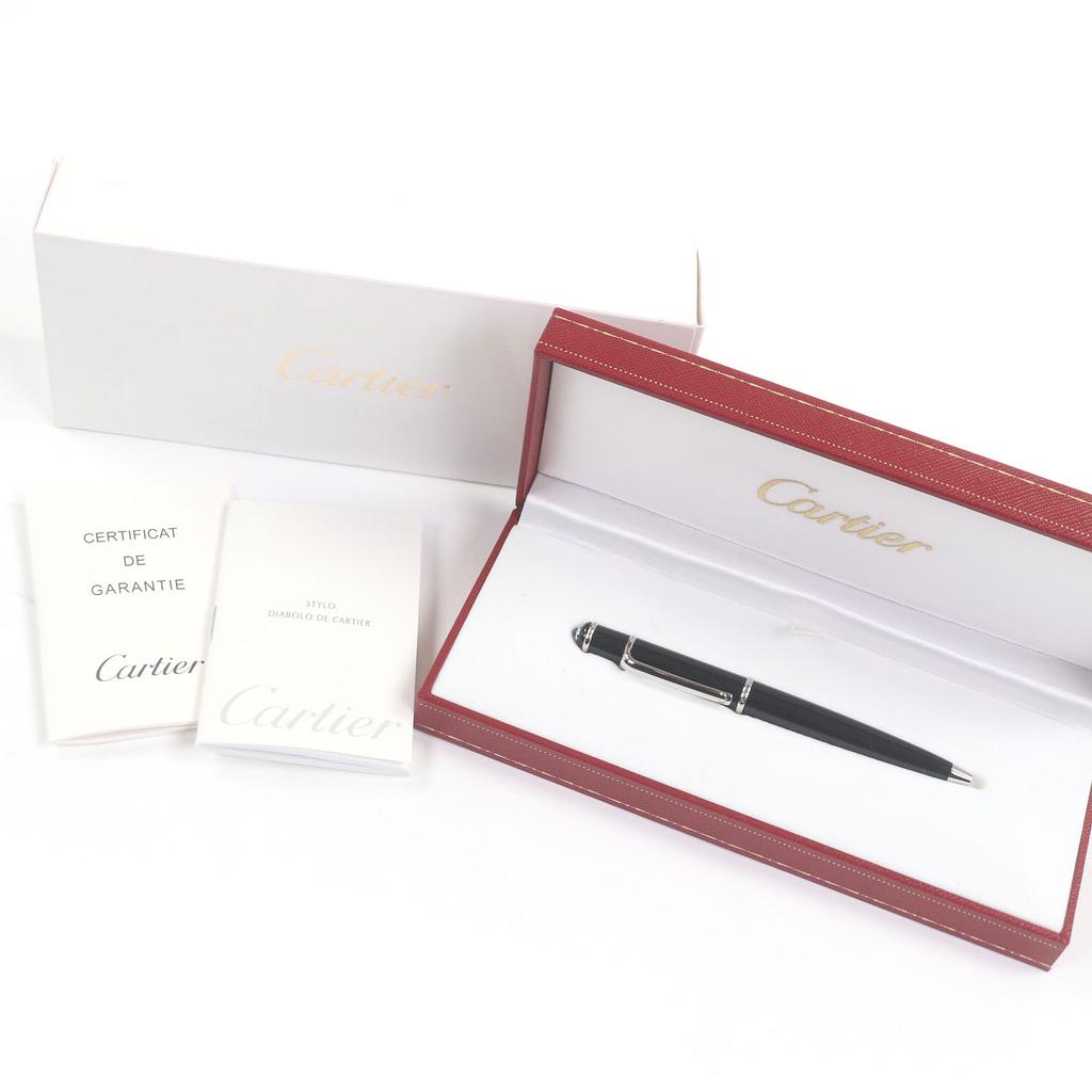 Excellent Cartier Ballpoint Pen Mini Diavolo De Cartier Black Silver Used