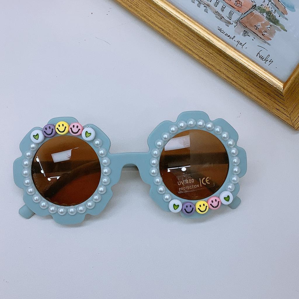 Moda İnci Çocuk Güneş Gözlüğü Kendin Yap Bebek Yuvarlak UV Korumalı Güneş Gözlüğü Güneşlik Gözlükleri Trend