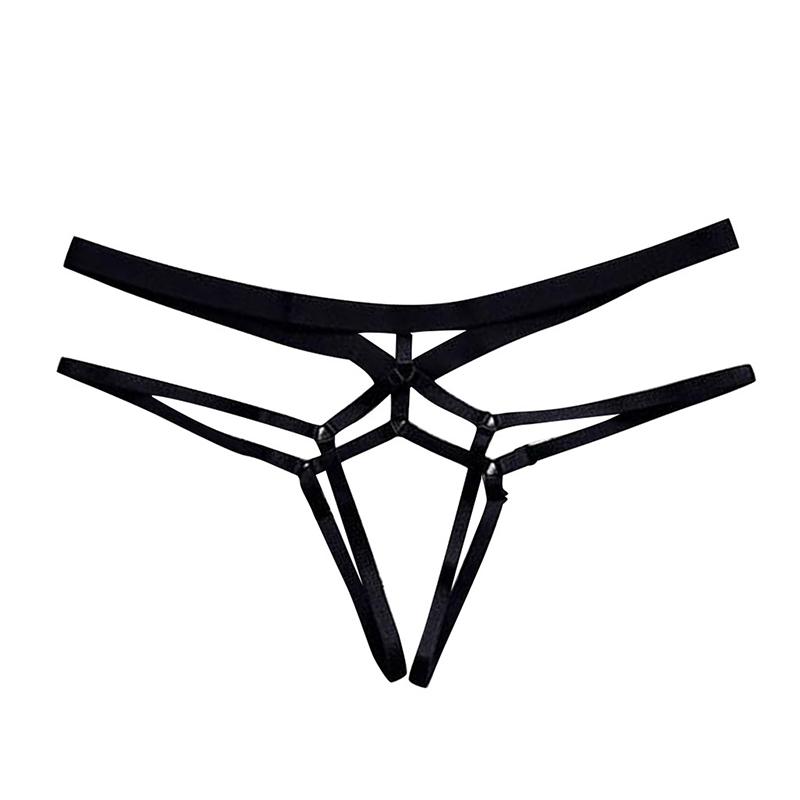 Woman Underwear with Hole Solid Color Low Waist Hollow Out Crotchless Panties Sexy T Pants Elegant Females Open Briefs Shorts