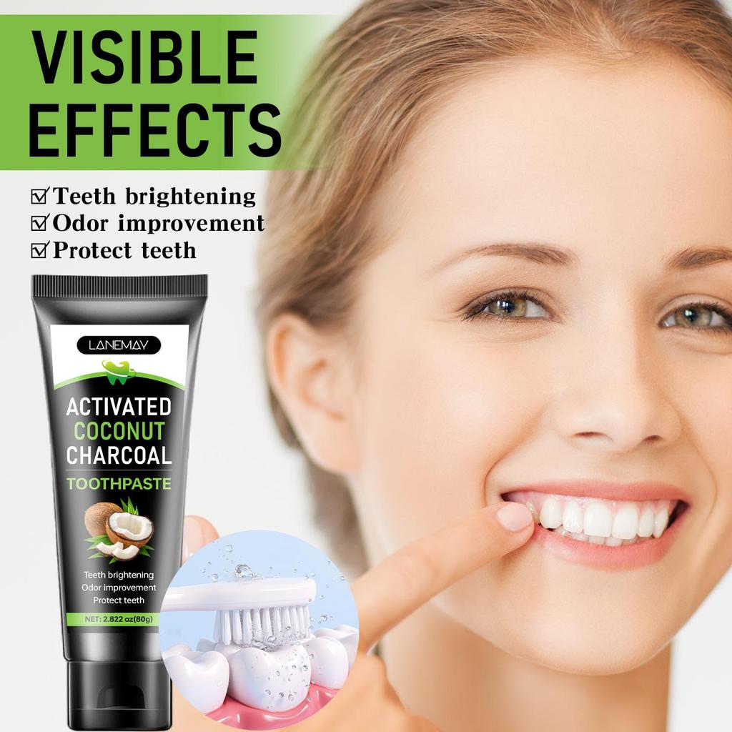 Activated Coconut Charcoal Toothpaste-Teeth Brightening And Odor Improvement-Protect Teeth For Men And Women, 80g
