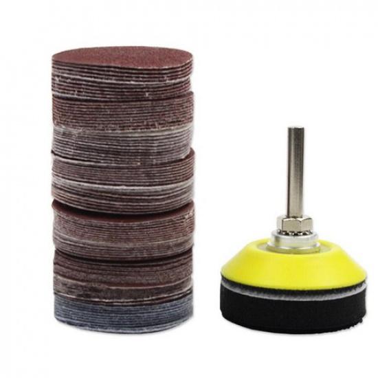 100PCS Sanding Disc Sand Paper Hook Loop Sander+Backer Pad+M6 Drill Adapter 50mm