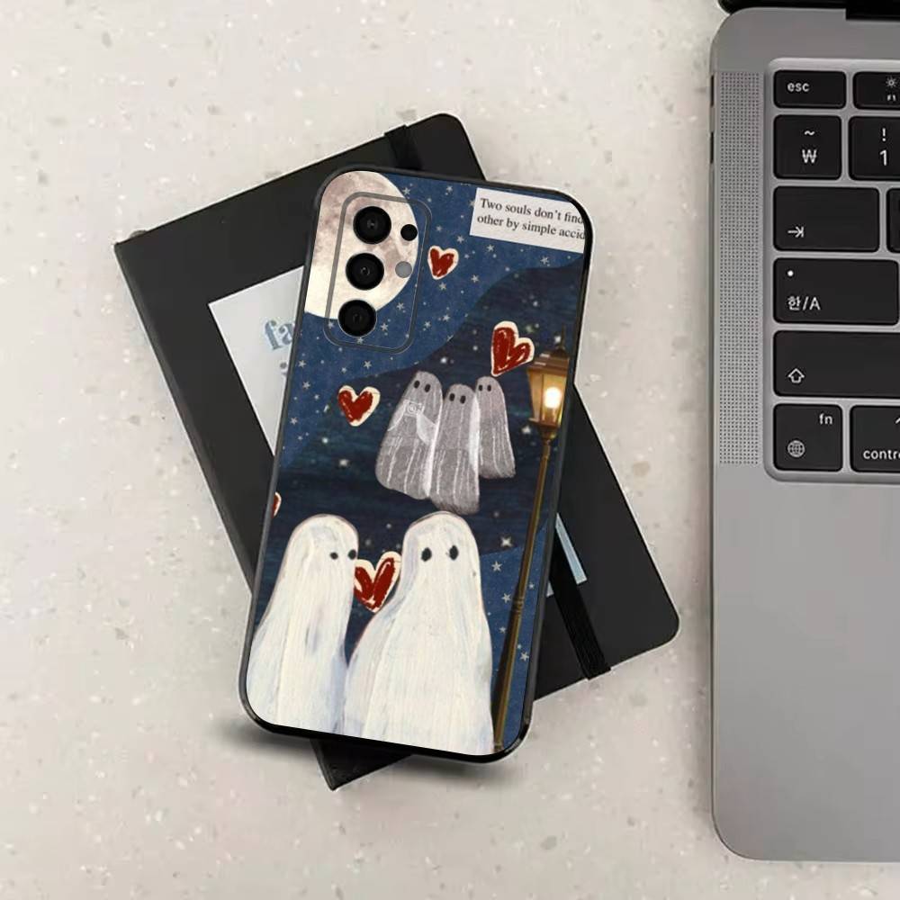 Lovely Ghost Case For Samsung Galaxy A73,72,41,J7,22,Note,31,8,9,52,71,53,32,Soft Black Silicone Cover
