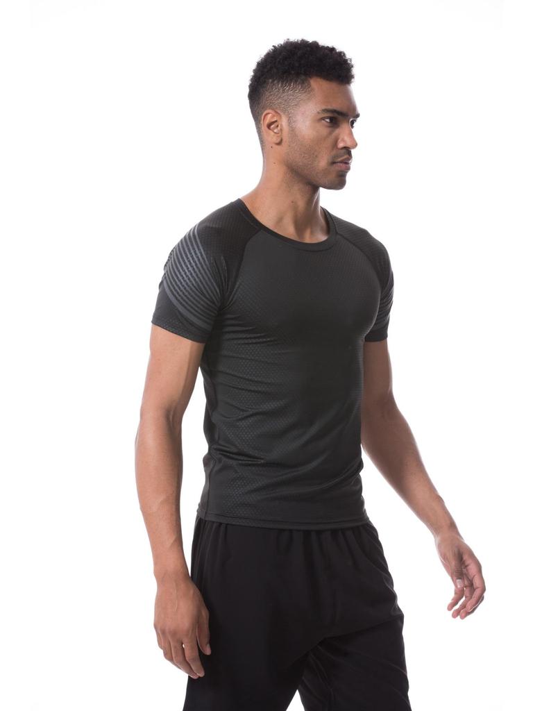 Men's Quick-Dry Marathon Running Suit: Tight-Fit Sports Short Sleeve T-Shirt