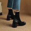 Camellia Suede Paneled High Heel Women Fall Winter 2025 New Block Heel Ankle Boots Vintage Booties