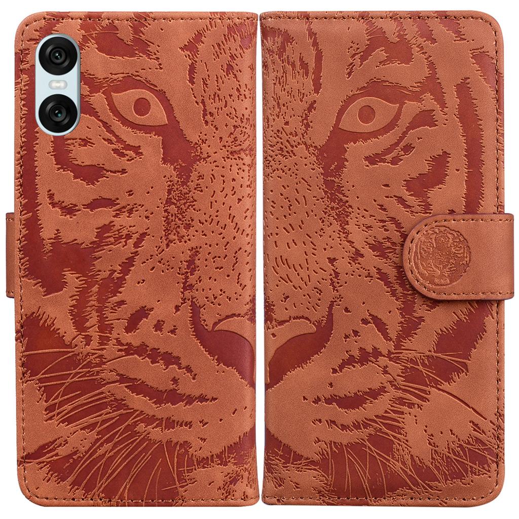 For Sony Xperia 10 VI Wallet Case Tiger Pattern PU Leather Folio Flip Phone Cover