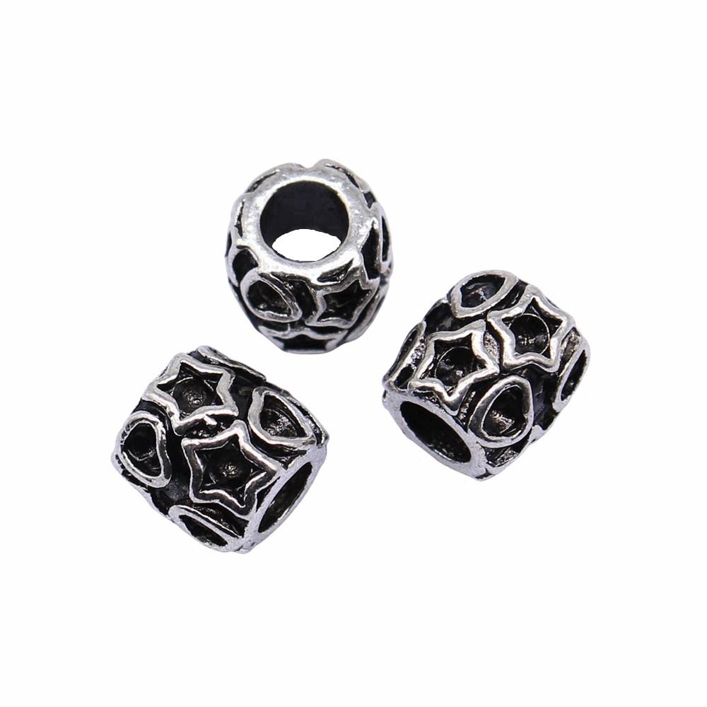Vintage Floral Pattern Cylinder Beads Antique Style Large Hole Spacers For DIY