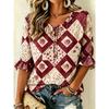 Women's Spring Summer Casual Blouse, Green Succulent Patchwork Print Tops for Daily Street Holiday Dating Leisure Outfit