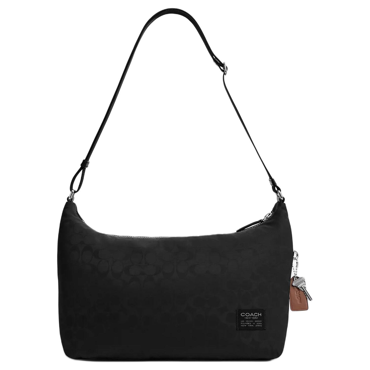 

Coach 36 Leo Print Logo Zipper Closure Fabric Shoulder Bag Large Men Shoulder Bag Black CDV02-BLK Basic Set (Bag+Dust Bag)