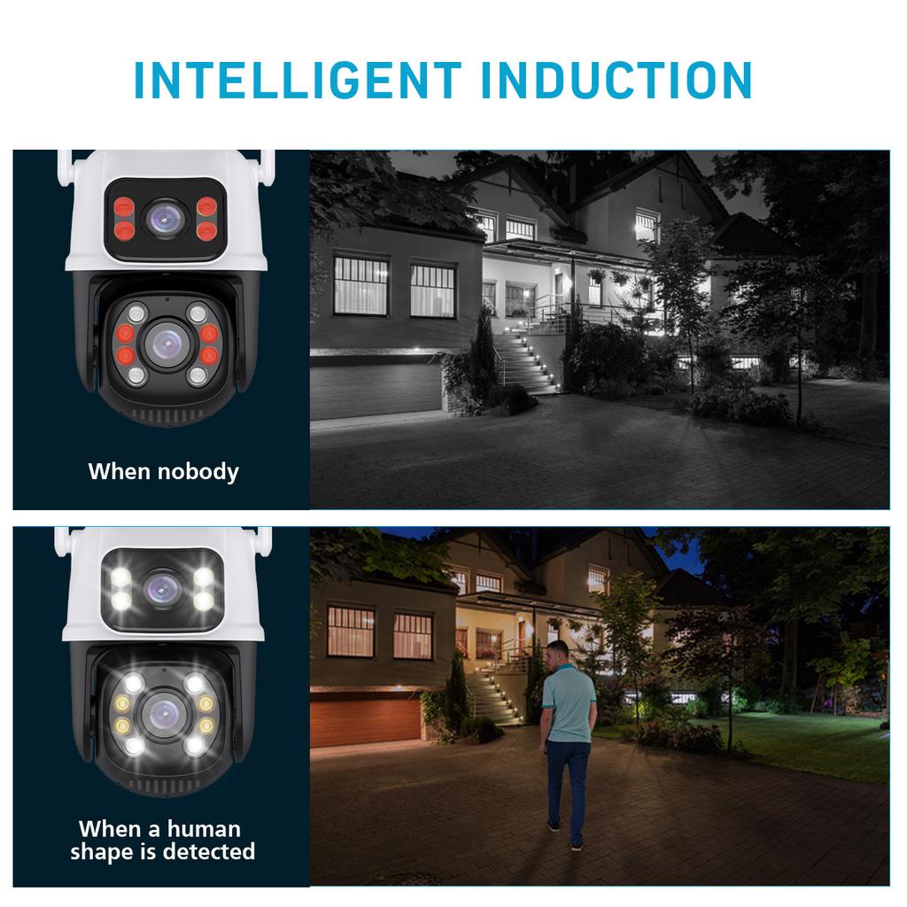 Dual Screen 8MP PTZ Wifi Camera Night Vision Surveillance IP Camera Human Detection 4MP Security Protection CCTV Outdoor