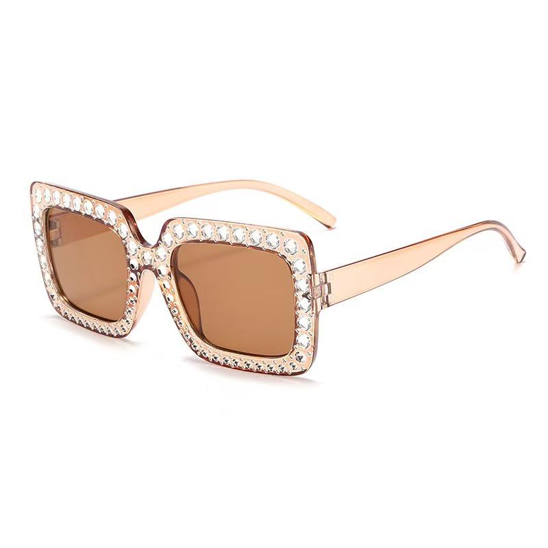 Women's Large Frame Rhinestone Sunglasses with UV Protection - Stylish Outdoor Shades