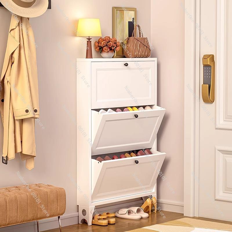 Household Shoe Cabinet, Steel Entrance, Large-capacity Flip-top Shoe Rack, Space-saving, Narrow Storage Organizer