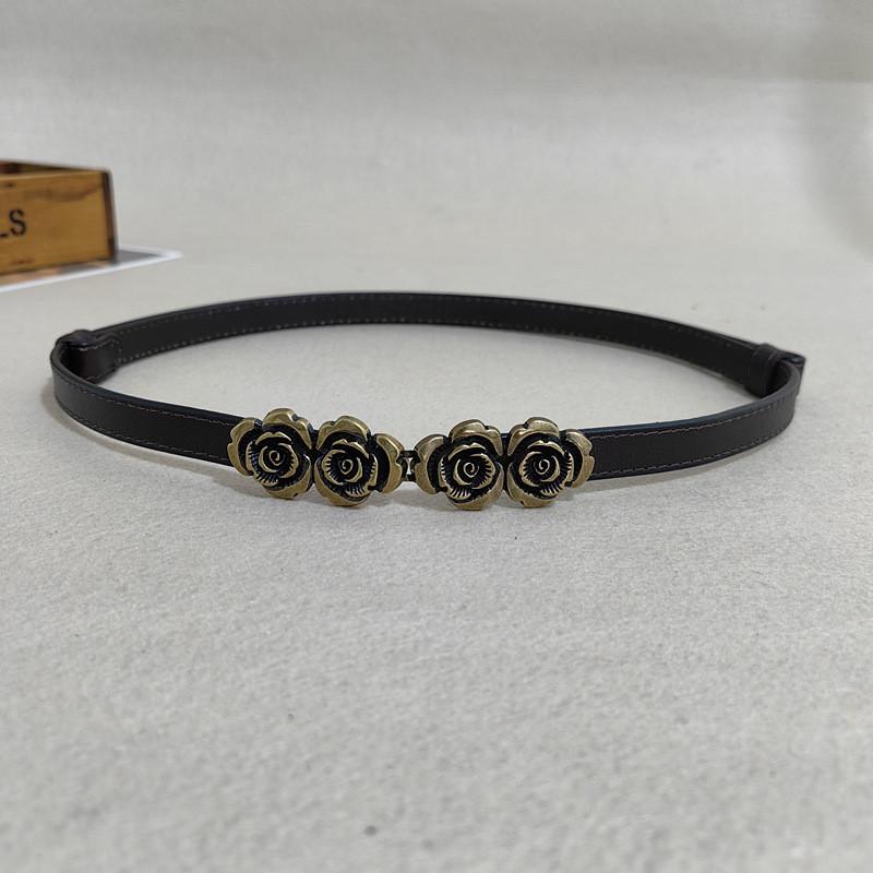 Shape Flowers Rose Buckle Women Leather Waist Belt For Everyday Fashion Wear