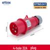 Non-Explosion-Proof Industrial Angled Seat Aviation Connector, Three-Phase, 3/4/5-Core, IP44, 16A/32A Plug