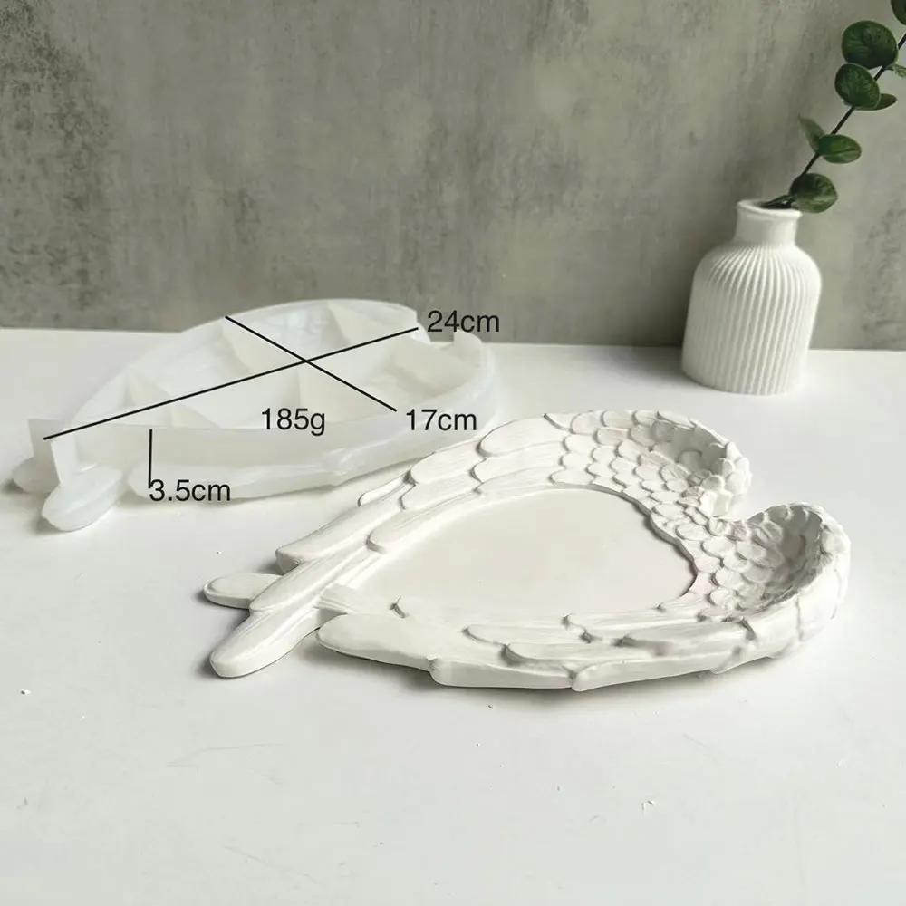 Wings Love Tray Silicone Mold DIY Tree Stump Dish Concrete Cement Plaster Resin Mold Storage Tray Plate Mould Home Decor