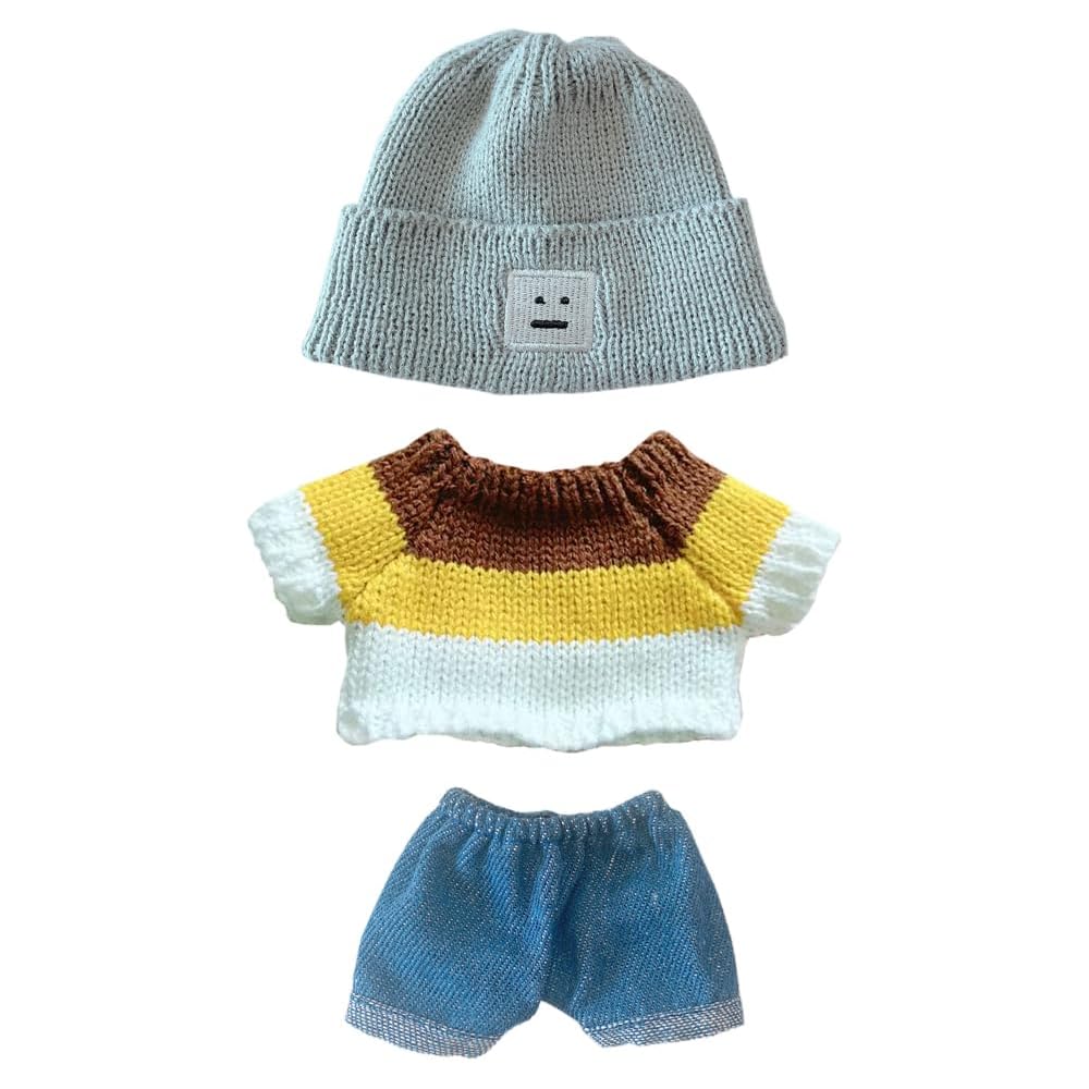 

niannyyhouse Doll Clothing Set 20cm Twist Sweater Hat Shorts 3 Pieces Plush Toy Outfit