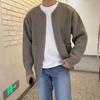 Autumn/Winter 2024 Men's Stylish Loose Knit Cardigan - Solid Color, Casual Trendy Style