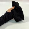 Yousheng Fingerless Gloves for Women Faux Fur Thumb Hole Half Finger Gloves Stretchy Warm Winter Typing Writing Mittens