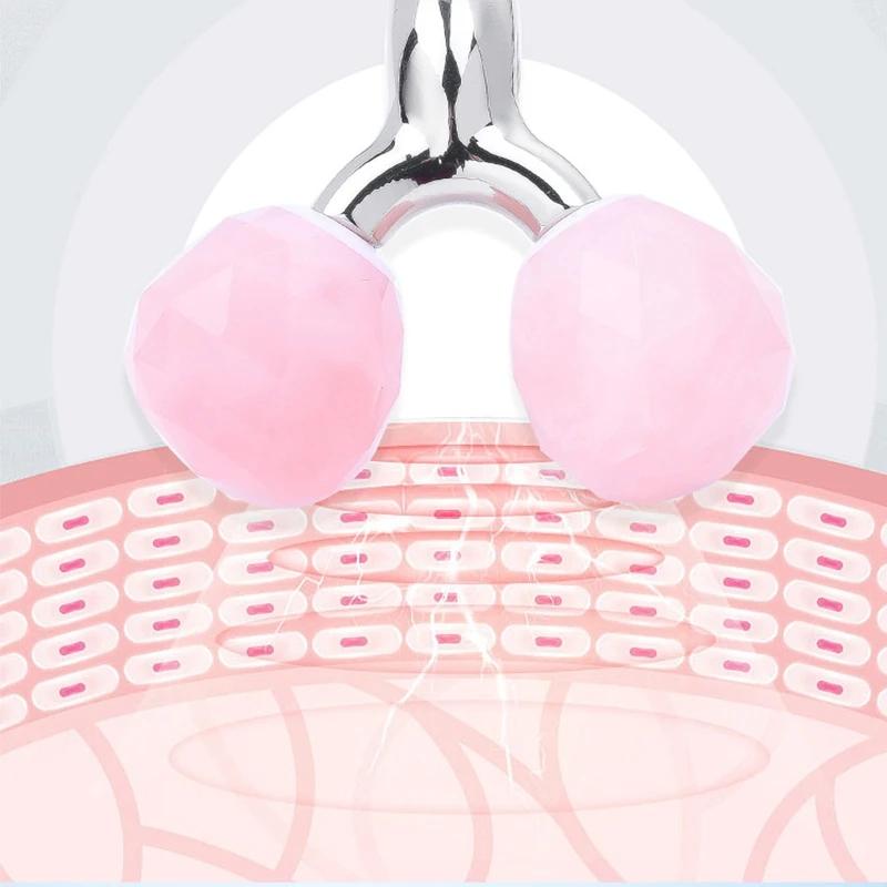 3D Roller Jade Massager For Face Rose Quartz Natural Stone Facial Massage 360 Rotate Wrinkles Remove Skin Care Lifting Tool