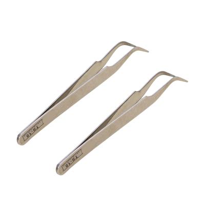 2Pcs Bent Tip Beading Tweezers Stainless Steel Tweezers Tool for Miniature Artwork Jewelry Making Beads Craft Project