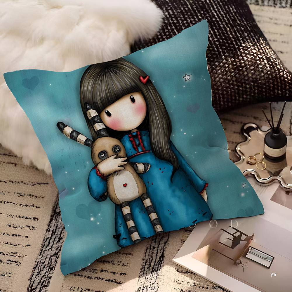 S-Santoro-Gorjuss Cute Cartoon Cushion Cover Polyester Sofa Cushions Decorative Throw Pillows Home Decoration Pillowcover